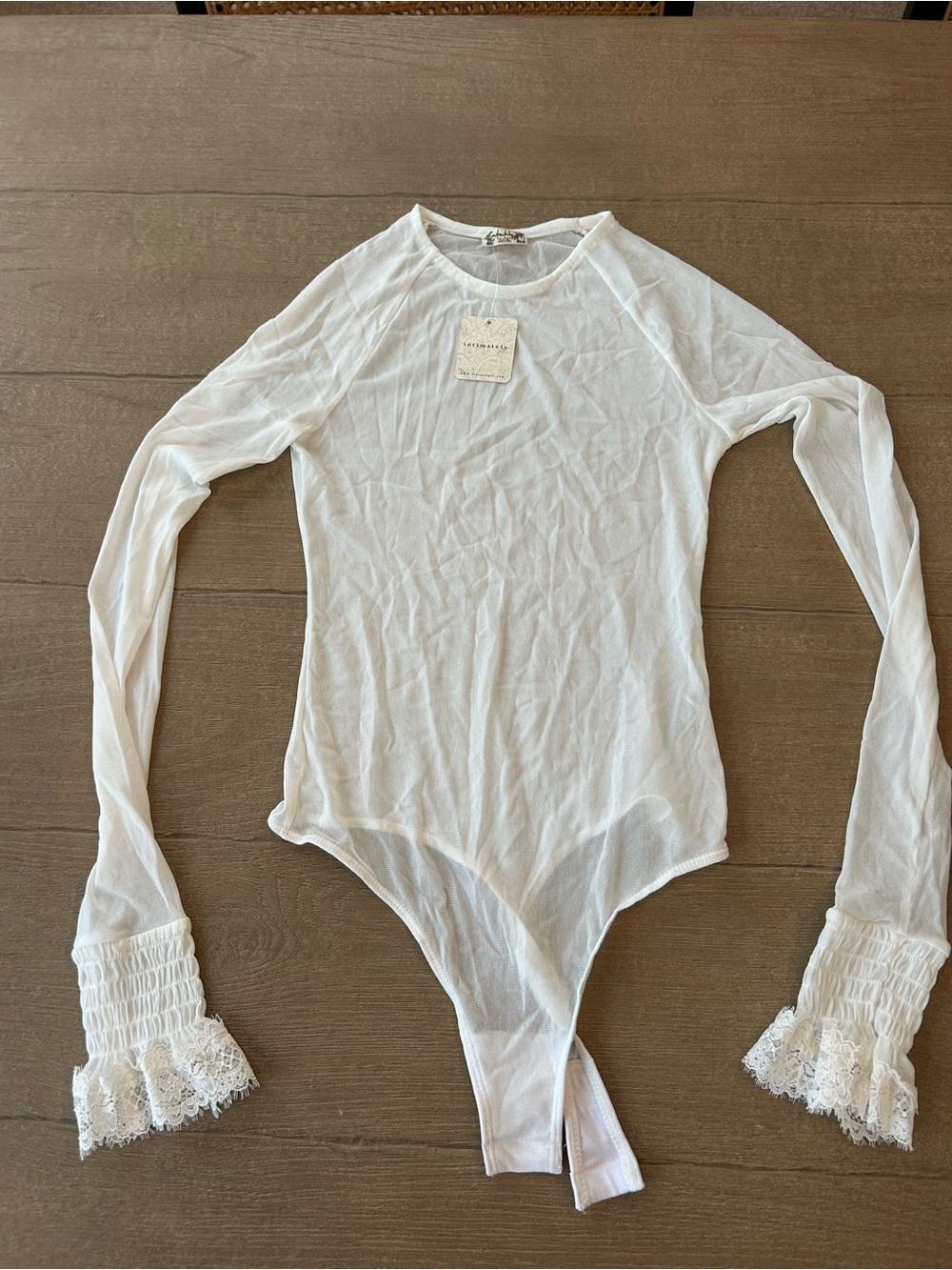 NWT Free People Ivory Sheer Round-Neck Top size small